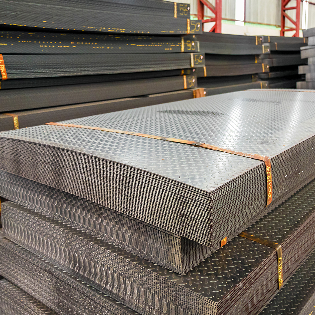 Steel checker plate at factory